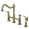 Kingston Brass Bridge Kitchen Faucet with Brass Sprayer, Antique Brass KS1273WLLBS - alternate 1